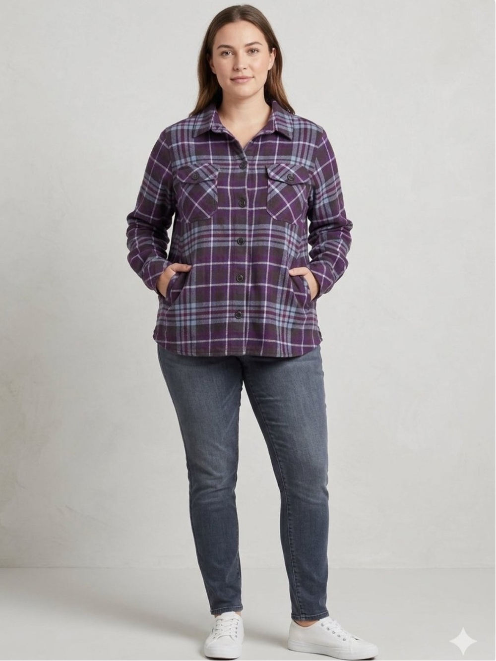 Woolrich plaid flannel shacket button up cotton size M women’s pockets